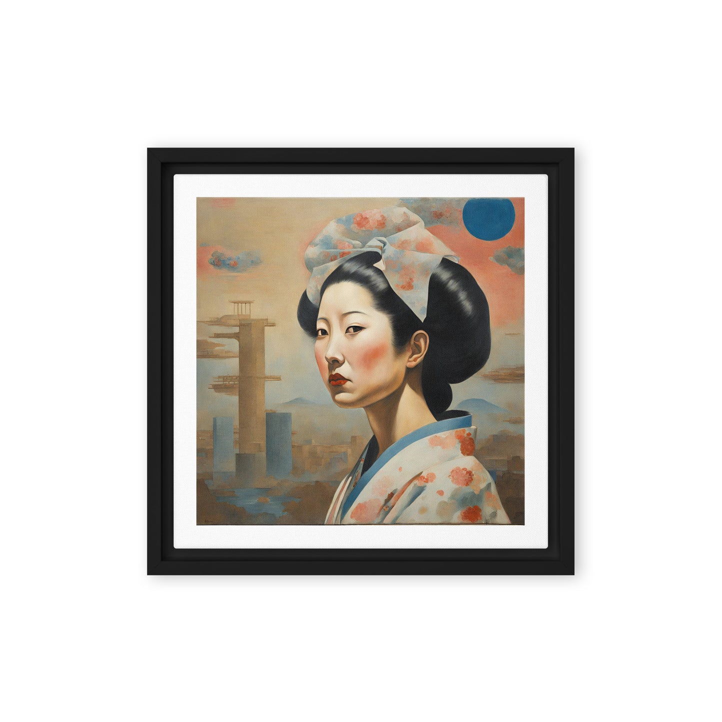 Japanese woman - Framed canvas