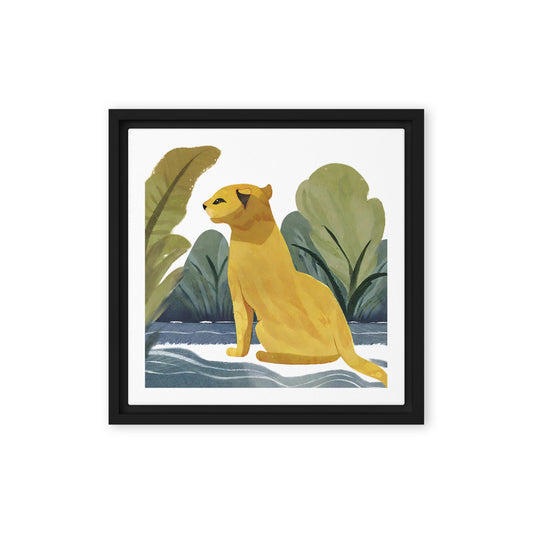 The yellow Panther - Framed canvas